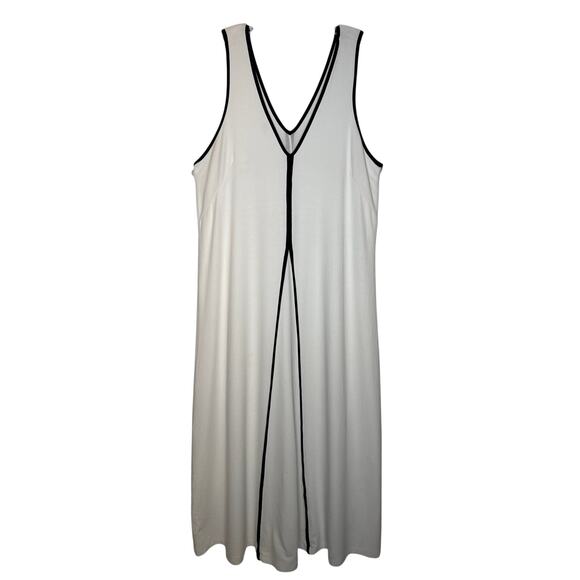 Maeve by Anthropologie Mid-2010s Ivory Black Piped Stretch Midi Dress Size 1X - Picture 2 of 10